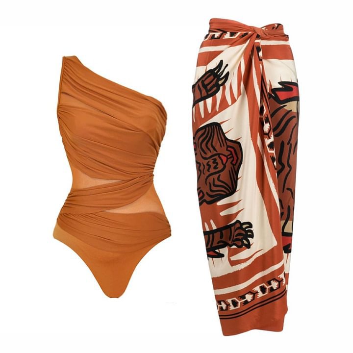 Oblique Shoulder One-Piece Suit