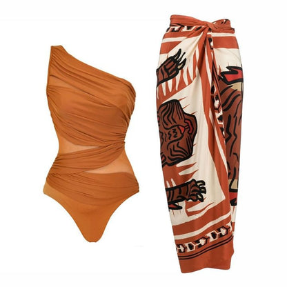 Oblique Shoulder One-Piece Suit