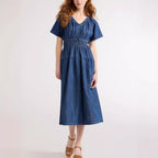 Summer Popular V neck Pleated Waist Tight Slimming Dress Dress HangSeng
