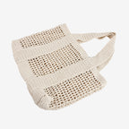 Bolso informal de gran capacidad tejido con hilo de algodón, bolso de paja con recortes, bolso de playa para vacaciones en el mar, bolso de hombro de malla 