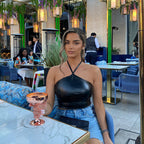 Autumn Faux Leather Tight Elastic Strap Tube Top Wrapped Chest Leather Top Fayer