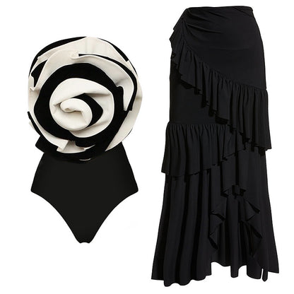Black Round Skirt Suit