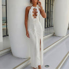 Solid Color Sexy Hollow Out Cutout out Backless Beach Cover up Bikini Swimsuit Beach Women Mangar