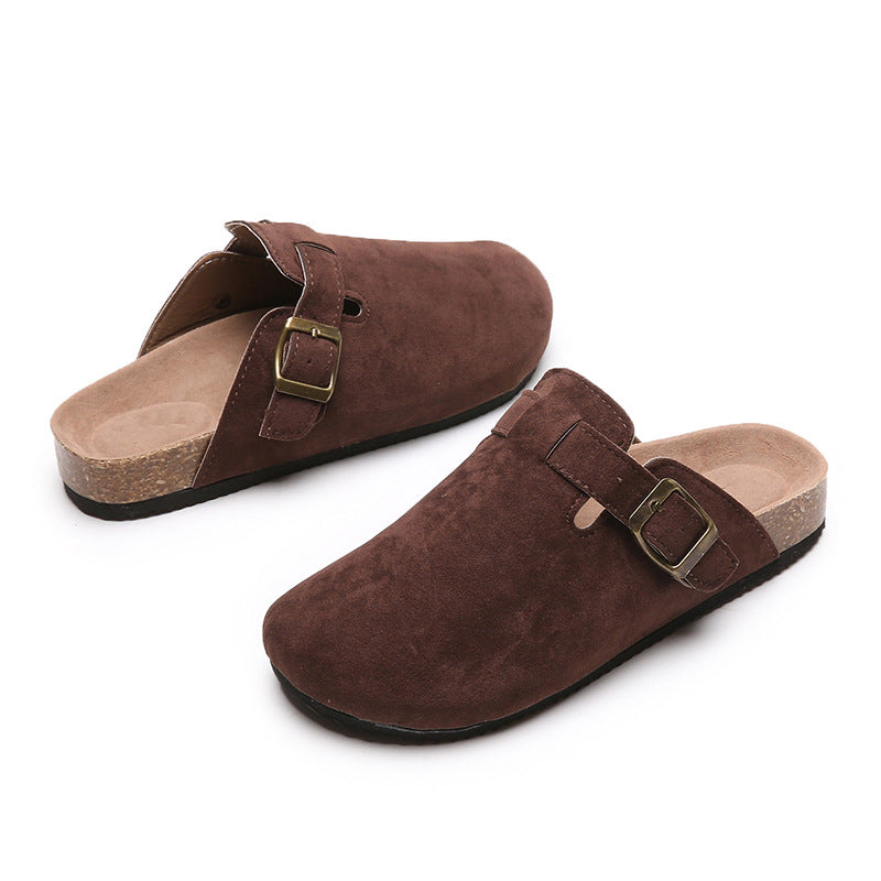 Closed Toe Slippers Women Couple Flip Flops Roman Shoes Casual Semi Slippers Lazy Shoes Tide ZUIMEI