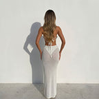 Women Clothing Casual Daily Sexy Halter Hollow Out Cutout Dress Mangar