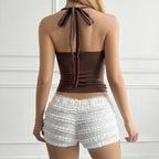 Pure Sexy Matte High Elastic Halter Spaghetti Straps Vest Women Clothing Summer Dee