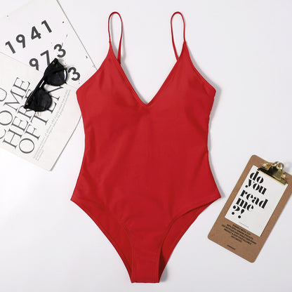 Women Siamese Triangle Backless Strap Multi Color Printing Swimsuit Original Single Swimsuit