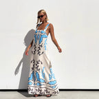 Summer Sexy Spaghetti-Strap Floral Print Dress Casual Loose Vacation Dress Zemy