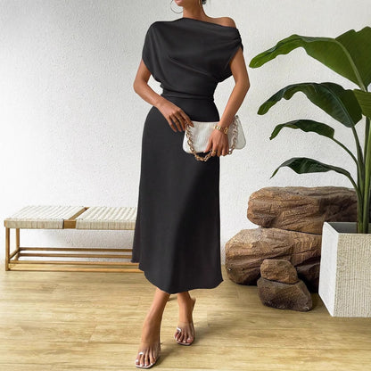 Women Clothing Trendy Summer Satin Satin Women Summer Dress Tight Jumpsuit Long Dress