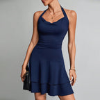 High Cold Elegant Sexy Dress Spring Summer Halter Backless Short Dress Yiskiss