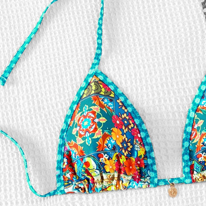 Traje de baño fresco estampado dividido bikini sexy traje de baño bikini