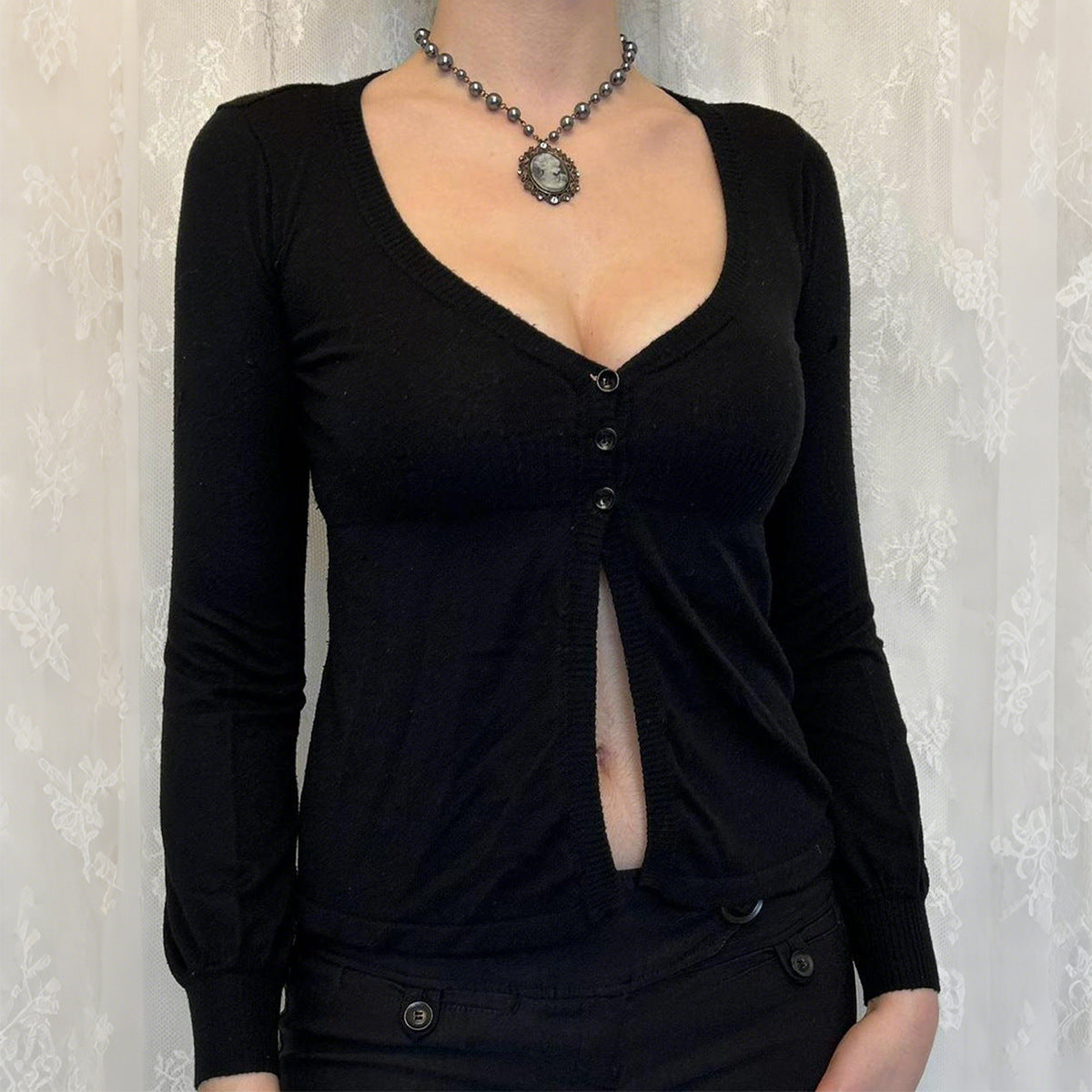 Pull sexy à manches longues en laine pour femme, automne