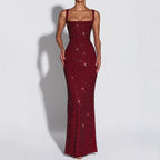 Women Clothing Dress Sequin Sling Evening Dress Dinner Sexy Dress Slim Fit Backless Maxi Dress REBECCA