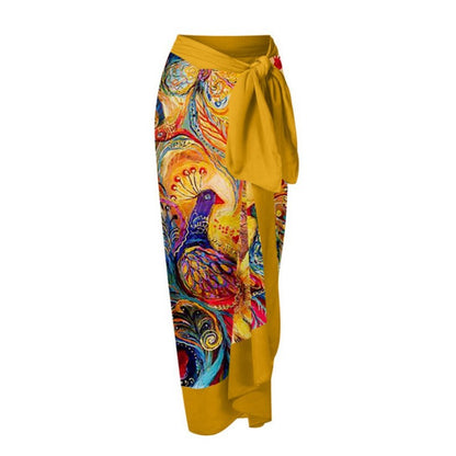 Peacock Printings Gauze Skirt