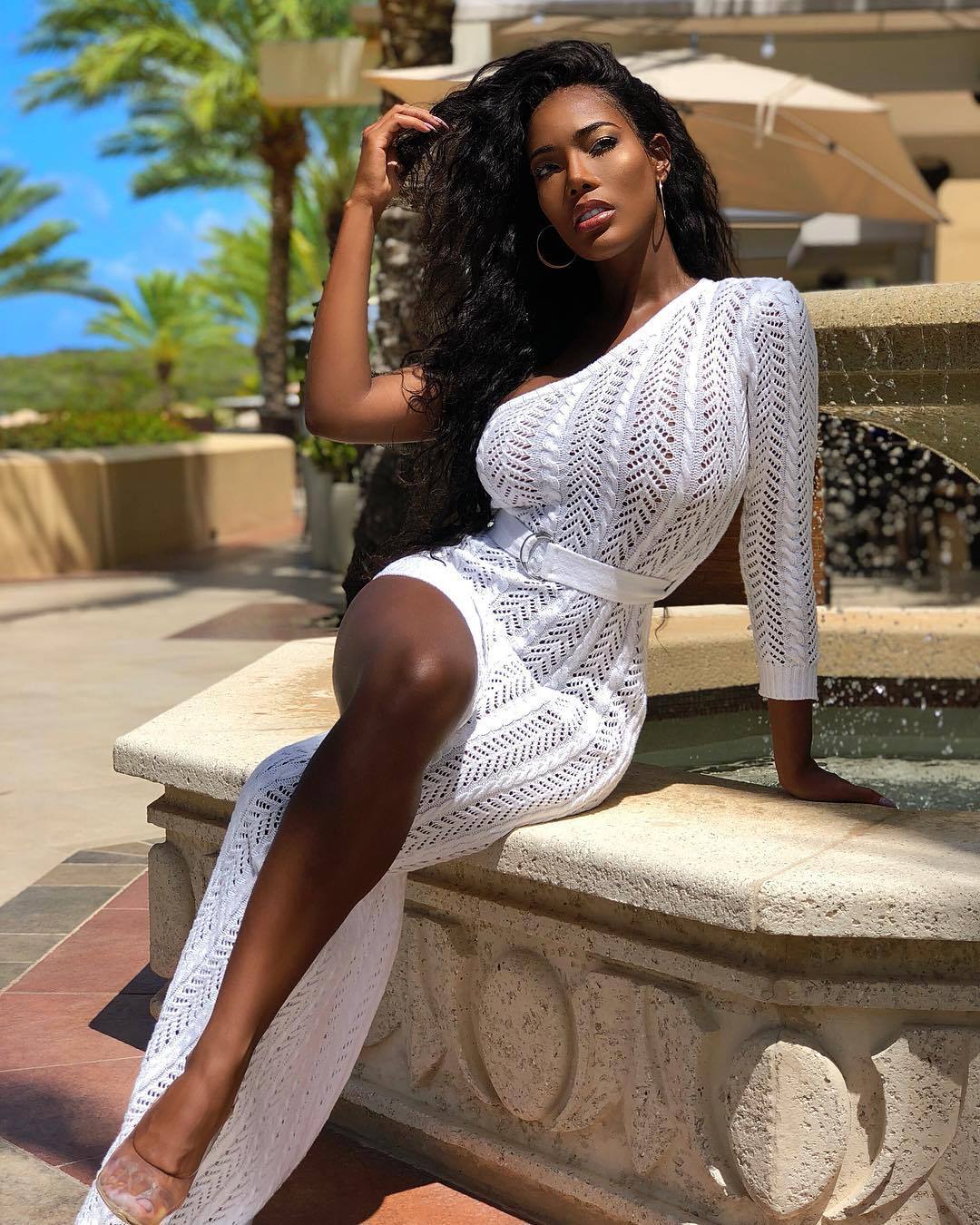 Off The Shoulder Hollow Out Cutout-out Dress Sexy Women High Slit Knitted Beach Dress