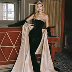 Summer Women Clothing Drilling Strapless Dress with Gloves Sexy Black Dress Sight