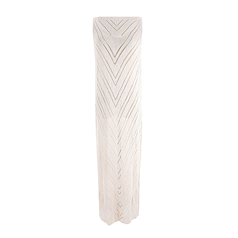 Sexy Backless Dress Solid Color Knitted Vest Maxi Dress Beach Sun Protection Swimsuit Outwear Blouse Crochet hook EvenStar
