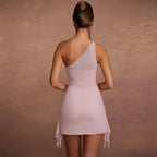 Vestido ajustado de primavera y verano para mujer, vestido corto sexy sin espalda y cuello redondo sin mangas