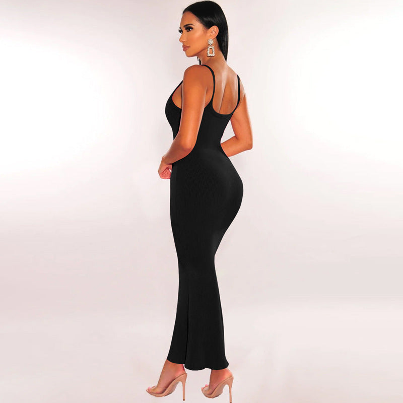 Summer Women Clothing Sexy Slim Fit Drape Sunken Stripe Strap Dress George