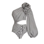Maillot de bain une pièce sexy pour femme, plissé, à volants, rayé, bikini, robe longue en maille