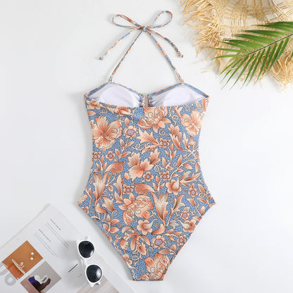 Traje de baño de una pieza para mujer, sexy, retro, con estampado, que cubre el vientre, adelgazante, para vacaciones