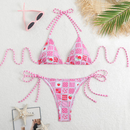 Bikini Printed Sexy Halter Swimsuit Women Split Durable Bikini