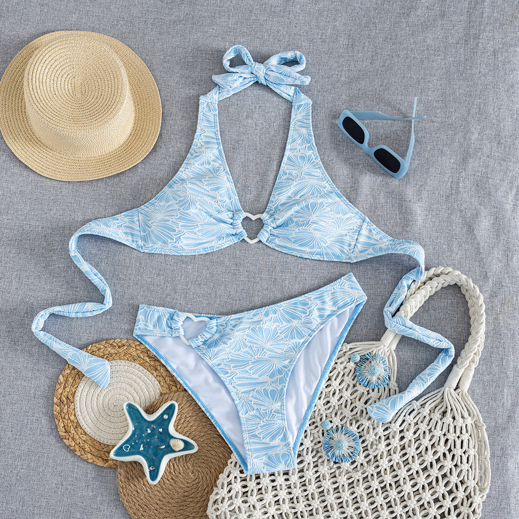 Swimsuit Women Sky Blue Halter Sexy Backless Spring Beach Swimsuit BALANCE