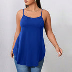 Plus Size Women Clothes Waist Trimming Casual All Match Solid Color Camisole Outer Wear Underwear Vest Top Yido