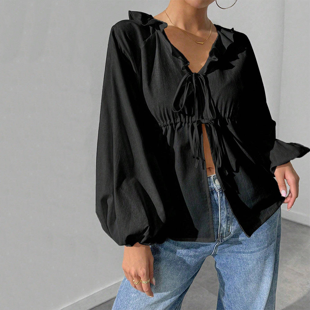 Camiseta sencilla e intelectual para mujer, cárdigan holgado con mangas murciélago y vuelo grande para otoño e invierno