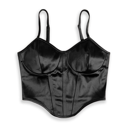 Camisola sexy adelgazante con cintura cruzada en el pecho, tirantes finos ajustables, top corto de satén para mujer, bandana