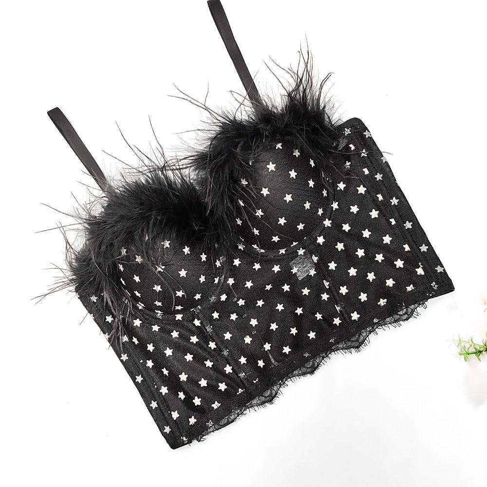 Vest Feather Corset Waist Short Breathable Strap Body Shaping Small Star Wrapped Chest Thin Kanuner