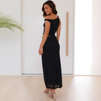 Vestido tubo adelgazante de malla de verano de corte entallado con parches