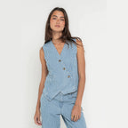 Autumn Street Hipster Loose Simple Vest Striped Trousers Set YooYoung
