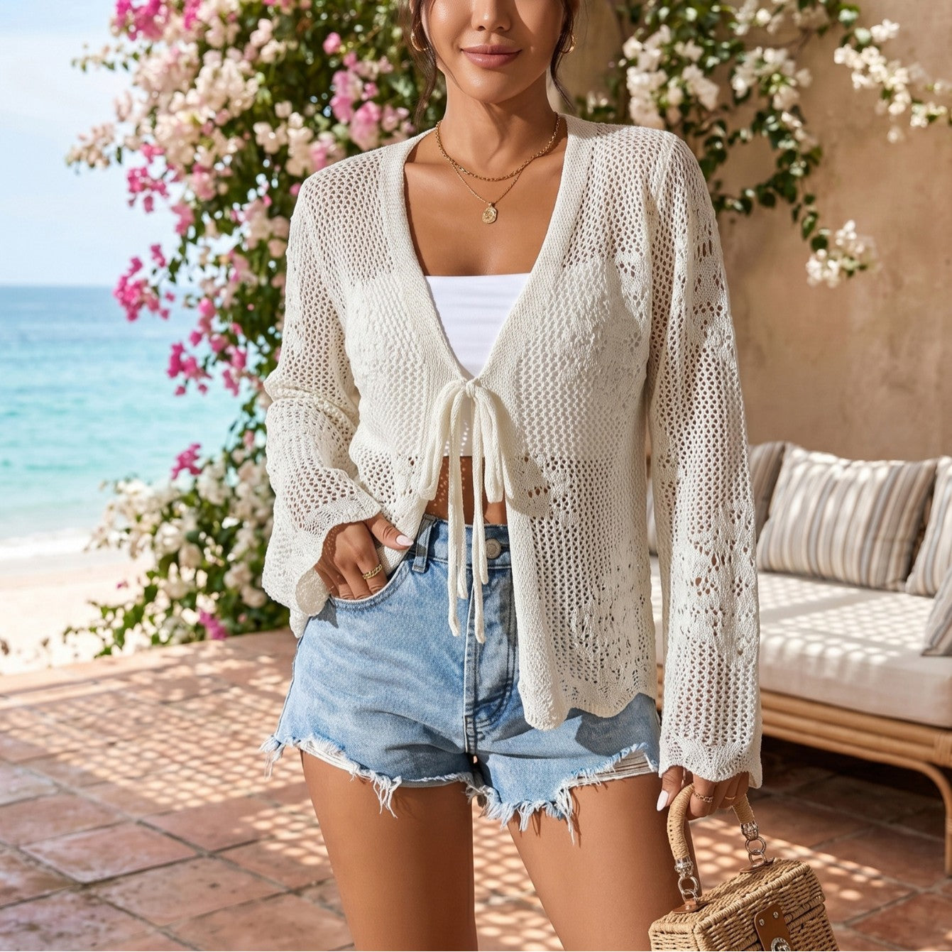 Beach Dress Women Casual Holiday Floral Print Pullover Bikini Swimsuit Blouse Sun Protective Clothing Mangar