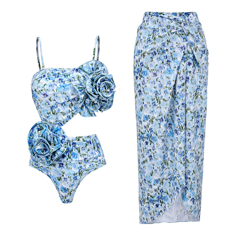 Double Shoulder Swimsuit Set