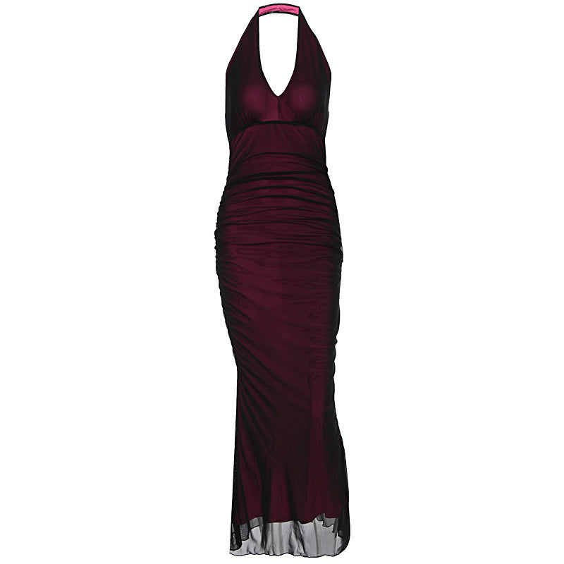 Women Clothing Summer Sexy Halter Mesh Sexy Sleeveless Dress WensDiva