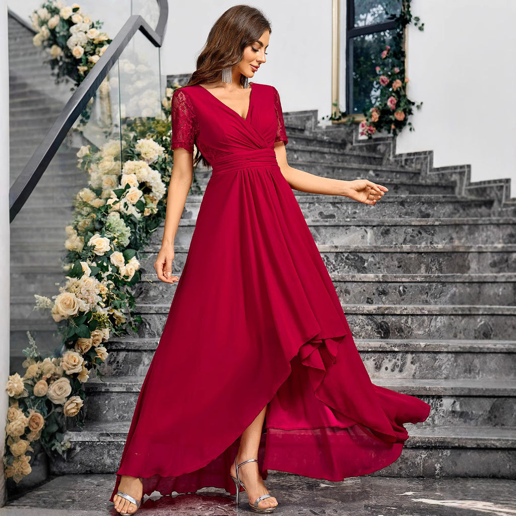 V neck Solid Color Summer Elegance Slim Fit Maxi Dress Long Cocktail Dress Inly