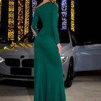 Robe de soirée fourreau à paillettes, manches longues, automne-hiver