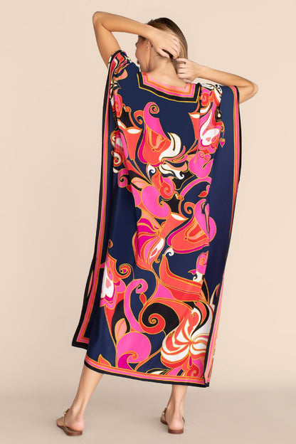Bata estampada de tela para vacaciones, informal, para playa, bikini
