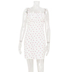 Summer Fresh Sweet Floral Strap Small High Waist Dress LaceCH