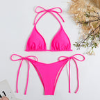 Solid Color Two Piece Strap Lady Sexy Triangle Bikini Multi Color Swimsuit Philosophy