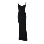 Summer Sequined Butterfly Decoration Solid Color Sexy Suspenders Backless Dress LEKINS