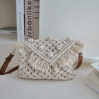 Cotton Thread Beanie Tassel Rice