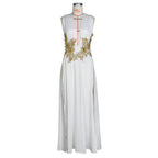 Nuevo vestido largo para dama, vestido de noche sexy de moda para boda, escote en V profundo, abertura alta, vestido de fregona grande con vuelo