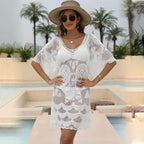 Pull ample pour maillot de bain, chemisier, veste de plage, dentelle soluble dans l'eau, cache-maillot pour femme, crochet