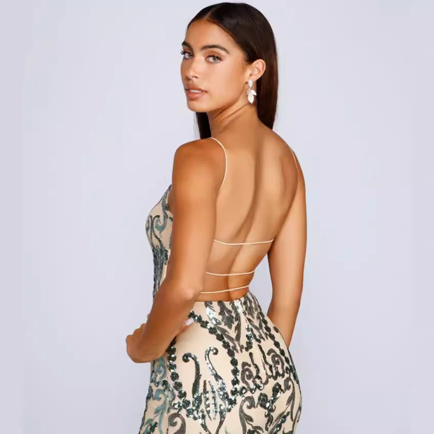 Vestido de Fiesta de Lentejuelas de Primavera Verano para Mujer Vestido de Club con Lentejuelas