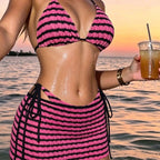Sexy Lace up Strap Triangle Cup Bikini Swimsuit Split Women Swimsuit Twingo