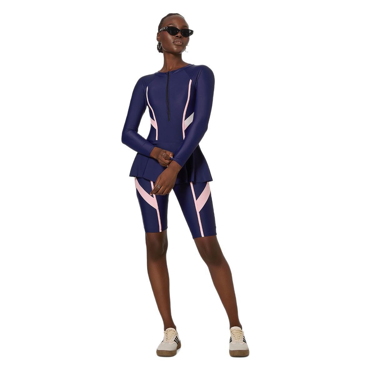Traje de baño para mujer, estilo siamés, conservador, de manga larga, con protección solar, especial para museos de primavera.