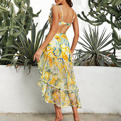 Traje de baño para mujer, traje de baño de vacaciones, falda de bikini