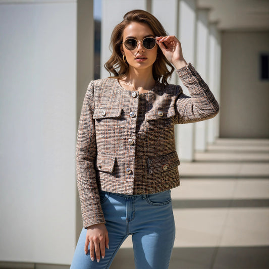High End Chanel Coat Women Spring High Grade Socialite Short Temperamental Tweed Jacket Rogan